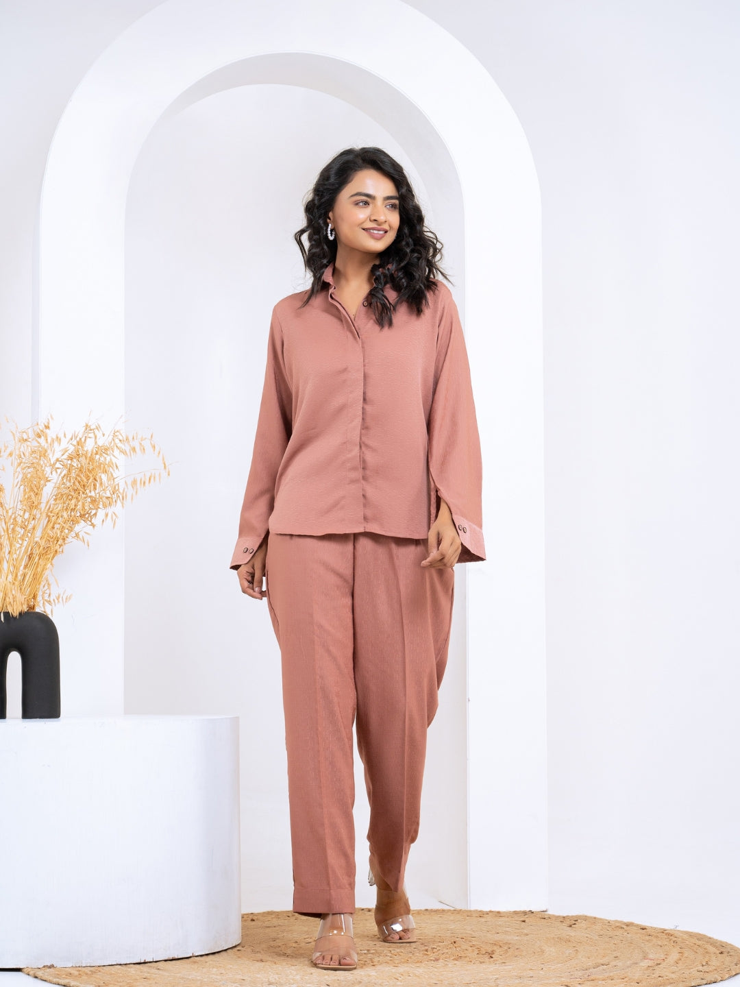 Silk Jacquard Rust Co-Ord Set